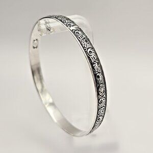 Vintage Danecraft Sterling Bangle Bracelet, Art Nouveau Engraved Bangle